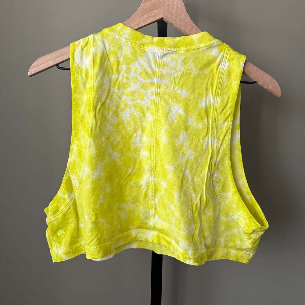 Lululemon All Yours Cropped Cotton Tank Top *Tie Dye Yellow Size 6 - Picture 3 of 5